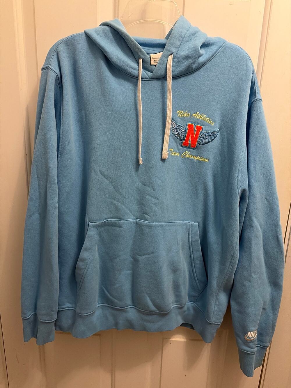 Nike Mens Size Large Swoosh High Embroidered Pullover Hoodie Sweatshirt Athletic